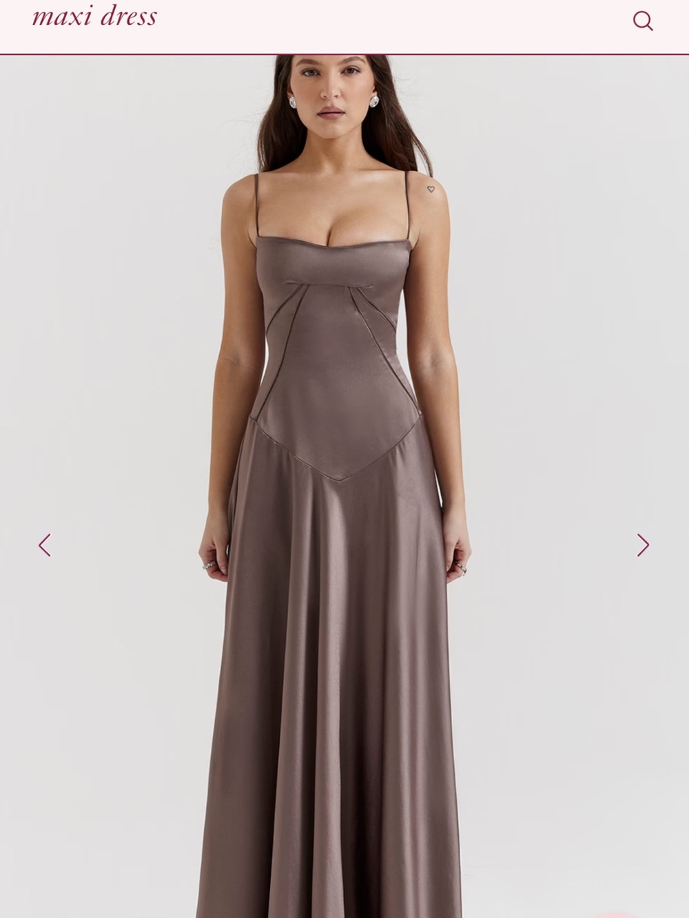House of CB Taupe Satin Maxi Dress